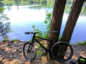 bike next to a lake